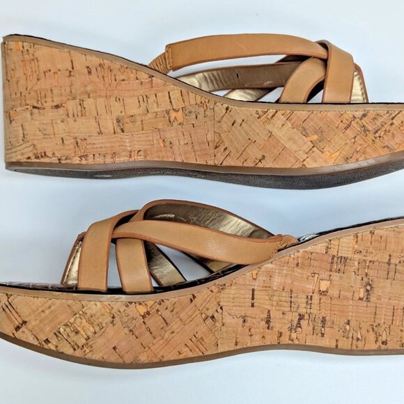 Sam Edelman Reana Brown Cork Wedge Sandals Women’s Size 6.5 Pre-Owned - Picture 2 of 9